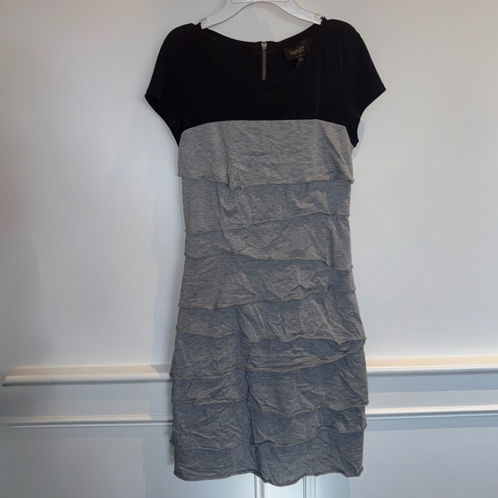 Laundry By Shelli Segal Black and Gray Mini Dress